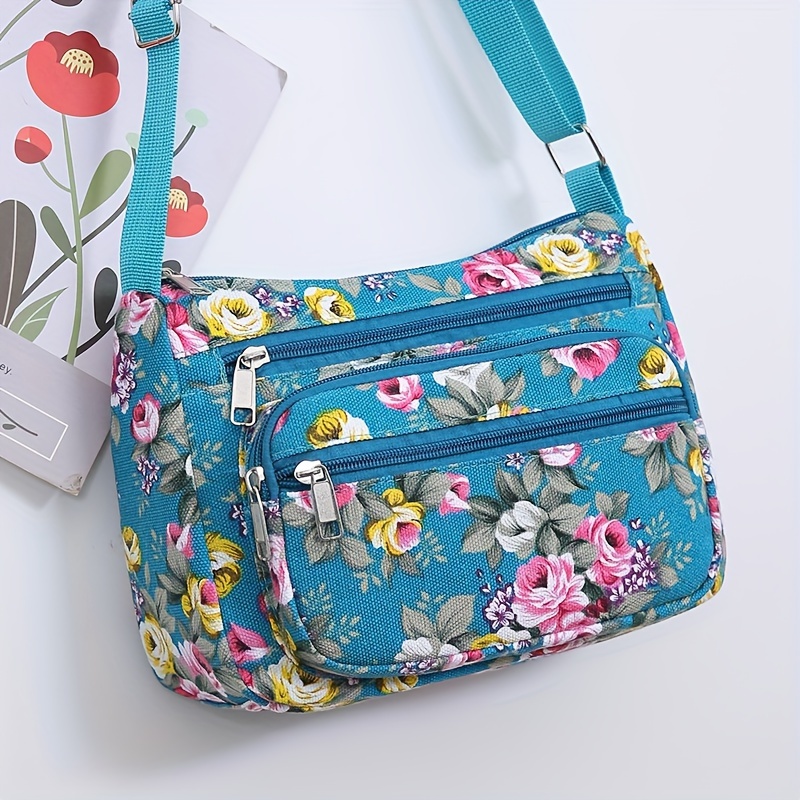 Women Bags Zip - Sac bandoulière élégant à motif floral,