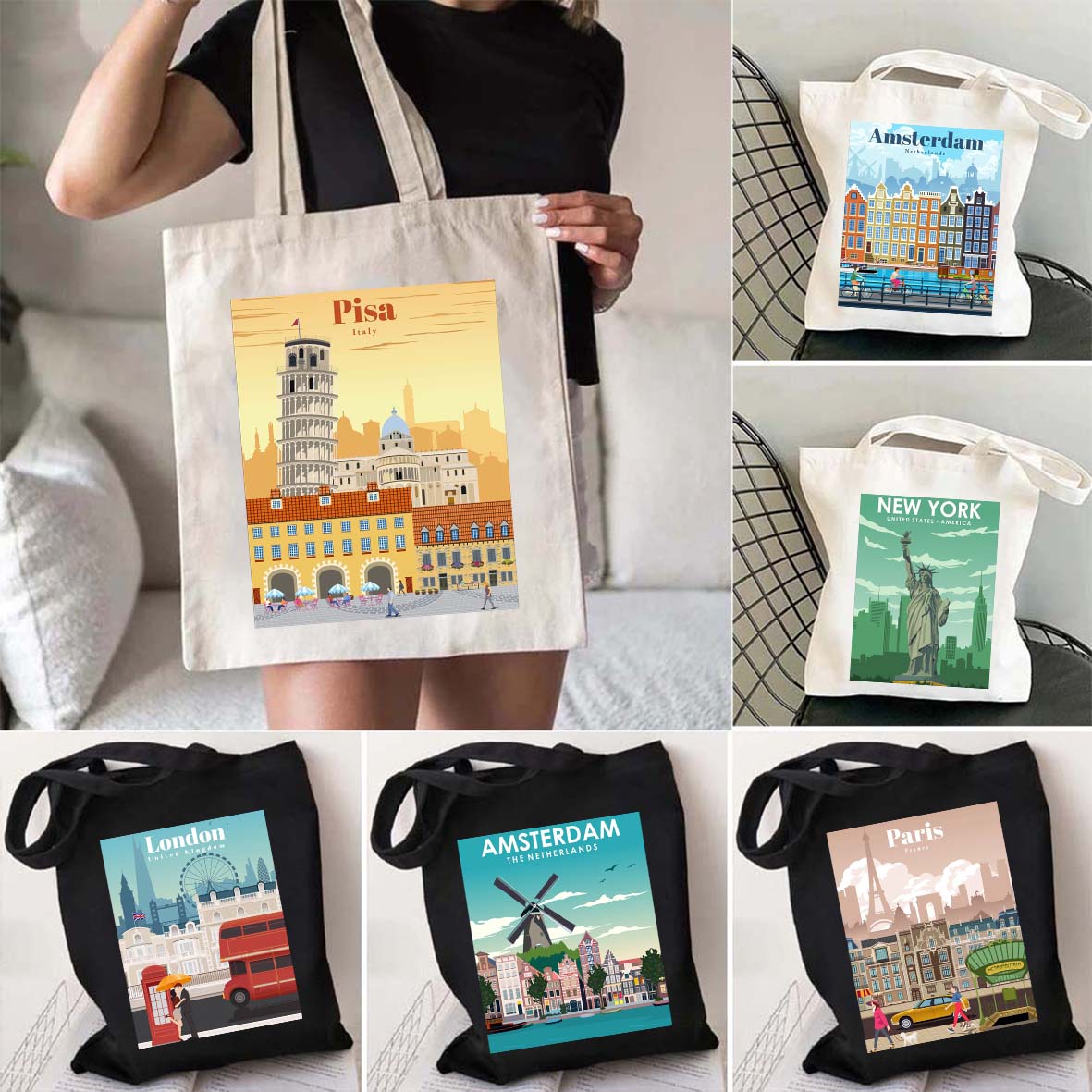 Women Bags Dubai - Sac fourre-tout en toile pour fille,