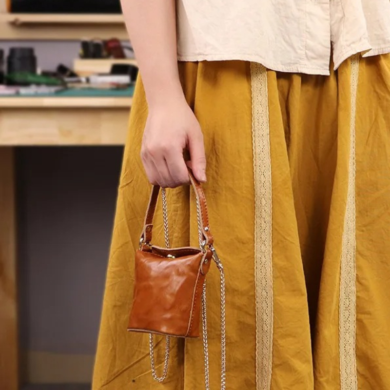 Sac mini-bucket en cuir huilé  - Women'S Bags Top 10 avis et prix